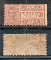 Regno - Espressi - 1922 - 60 Cent (7) - Formato Anomalo Per Spostamento Della Dentellatura (ridotto 40x20) - Gomma Origi - Sonstige & Ohne Zuordnung