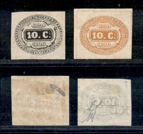 Regno - Segnatasse - 1863 - Prove - 10 Cent - Nero + Arancio - Diena - Other & Unclassified