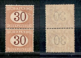 Regno - Segnatasse - 1890 - 30 Cent (23a) - Coppia Verticale Con Cifre Capovolte - Gomma Integra (60) - Other & Unclassified