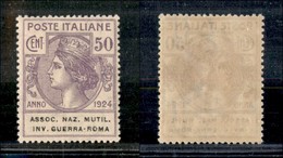Regno - Enti Parastatali - 1924 - 50 Cent Assoc.Naz. Mutil. Inv. Guerra-Roma (9) - Gomma Integra - Ottima Centratura (12 - Other & Unclassified