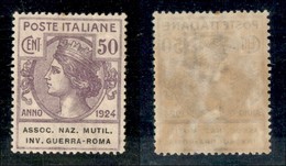 Regno - Enti Parastatali - 1924 - 50 Cent Mutil. Inv. Guerra-Roma (9) - Gomma Originale - Ottimamente Centrato (60) - Otros & Sin Clasificación