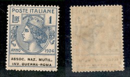 Regno - Enti Parastatali - 1924 - 1 Lira Mutil. Inv. Guerra-Roma (10) - Gomma Originale - Ottima Centratura (80) - Altri & Non Classificati