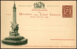 Regno - Interi - Monumento Cinque Giornate - Cartolina Postale Da 10 Cent (CC12) - Nuova - Altri & Non Classificati