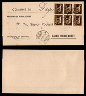 RSI - G.N.R. Brescia - Posta Ordinaria - 5 Cent (243) - Blocco Di Sei Su Piego Da Dego A Cairo Del 30.1.43 - Raybaudi - Otros & Sin Clasificación