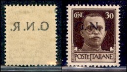 RSI - G.N.R. Verona - Posta Ordinaria - 1944 - 30 Cent (475 L) Con Decalco- Gomma Integra Con Piccola Aderenza Di Colore - Altri & Non Classificati