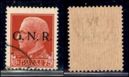 RSI - G.N.R. Verona - Posta Ordinaria - 1944 - 75 Cent (478) - Usato - Sonstige & Ohne Zuordnung