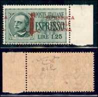 RSI - G.N.R. Verona - Espressi - 1944 - 1.25 Lire (21h) Bordo Di Foglio - Soprastampa Spostata A Cavallo (e A Margine) - - Other & Unclassified
