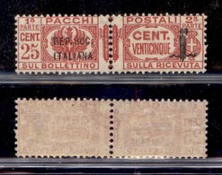 RSI - Pacchi Postali - 1944 - 25 Cent (38a) Con Soprastampa Corta - Gomma Integra (90) - Altri & Non Classificati