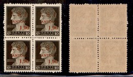 C.L.N. - Mantova - Posta Ordinaria - 1945 - 10 Cent + 1.90 Lire (1) In Quartina - Senza Punto Dopo S (1w) In Basso A Sin - Sonstige & Ohne Zuordnung