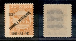 Occupazioni I Guerra Mondiale - Fiume - Posta Ordinaria - 1922 - 20 Cent Costituente (182 D) - Soprastampa Capovolta E S - Other & Unclassified