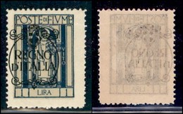 Occupazioni I Guerra Mondiale - Fiume - Posta Ordinaria - 1924 - 1 Lira Regno D Italia (210 K) - Soprastampa A Sinistra  - Other & Unclassified