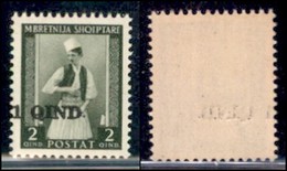 Occupazioni II Guerra Mondiale - Albania - Posta Ordinaria - 1942 - 1 Quind Su 2 (37 Ba) - Soprastampa A Sinistra - Gomm - Altri & Non Classificati