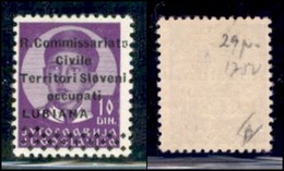 Occupazioni II Guerra Mondiale - Lubiana - Posta Ordinaria - 1941 - 10 Din (29 V) - Con 26 Rombi - Gomma Originale (45) - Altri & Non Classificati