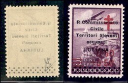 Occupazioni II Guerra Mondiale - Lubiana - Posta Ordinaria - 1941 - 50 + 50 Du 5 Din (35 Varieta) - Con Decalco Leggero  - Sonstige & Ohne Zuordnung