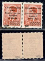 Occupazioni II Guerra Mondiale - Lubiana - Posta Ordinaria - 1941 - 50 Para Su 1.50 Din (39 Varieta) Coppia Con Soprasta - Other & Unclassified
