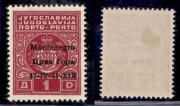 Occupazioni II Guerra Mondiale - Montenegro - Segnatasse - 1941 - Segnatasse - 1 Din (2gb) - Errore 1V+X1X - Gomma Origi - Other & Unclassified