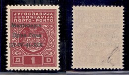 Occupazioni II Guerra Mondiale - Montenegro - Segnatasse - 1941 - Segnatasse - 1 Din (2 Varieta L) - Spazio Tipograficop - Altri & Non Classificati