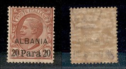 Uffici Postali All Estero - Levante - Albania - Posta Ordinaria - 1907 - 20 Para Su 10 Cent (8) - Gomma Originale (45) - Altri & Non Classificati