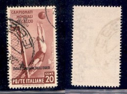 Colonie - Egeo - Emissioni Generali - Posta Ordinaria - 1934 -  20 Cent Calcio (75)- Usato (140) - Sonstige & Ohne Zuordnung