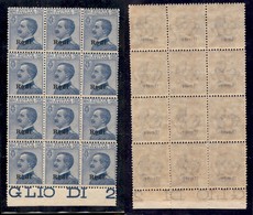 Colonie - Egeo - Rodi - Posta Ordinaria - 1912 - 25 Cent Michetti (5) - Blocco Di 12 - Gomma Integra - Otros & Sin Clasificación