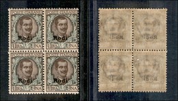Colonie - Egeo - Rodi - Posta Ordinaria - 1923 - 1 Lira (14) - Quartina - Gomma Integra (40+) - Sonstige & Ohne Zuordnung