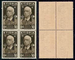 Colonie - Etiopia - Posta Ordinaria - 1936 - 30 Cent (4) - Quartina - Gomma Integra (160) - Altri & Non Classificati