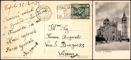 Colonie - Libia - Posta Ordinaria - Tripoli - La Cattedrale - Cartolina Per Vicenza Del 22.8.39 Col 20 Cent (40) - Otros & Sin Clasificación