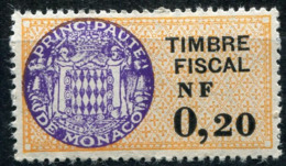 MONACO TIMBRE FISCAL TYPE "ARMOIRIES DE DAUSSY" NF 0,20 NEUF SANS CHARNIERE - Steuermarken