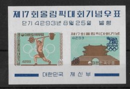 KOREA - JEUX OLYMPIQUES DE 1960 ! BLOC YVERT 29 ** MNH - COTE = 37.5 EUR. - Corée Du Sud