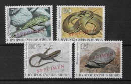 CYPRUS - TORTUE REPTILES ! YVERT  N° 794/797 SURCHARGES SPECIMENS ! ** MNH - Unused Stamps