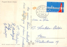 Flughafen Kloten Karte Und Briefmarke Ausgabejahr 1953 - Kloten