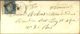 Grille / N° 4 Bdf Leg Def Cursive 50 / Bologne / S Marne (RR), B Rur A (identifiée) Sur Lettre Avec Texte Pour Paris. Tr - 1849-1850 Cérès