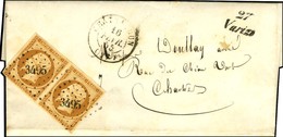 PC 3495 / N° 13 Paire 1ex Filet Effleuré Càd T 15 CHATEAUDUN (27) Cursive 27 / Varize. 1855. - TB / SUP. - R. - 1853-1860 Napoleone III