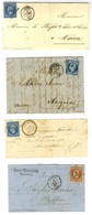 Lot De 4 Lettres Affranchies Empire Non Dentelés Dont N° 14 Bleu Sur Lilas Foncé. - TB. - 1853-1860 Napoleon III