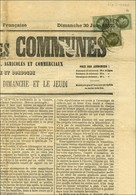 Oblitération Typo + Càd T 17 LIBOURNE (32) / N° 25 (3) Sur Journal Entier LE PROGRES DES COMMUNES Daté Du Dimanche 30 Ju - 1863-1870 Napoléon III Con Laureles