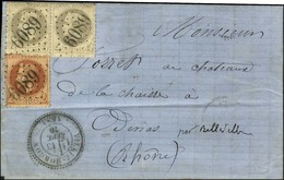 GC 6089 / N° 26 + 27 (2) Càd T 24 VILLIE-MORGON (68) Sur Lettre Locale. 1870. - TB / SUP. - R. - 1863-1870 Napoleone III Con Gli Allori