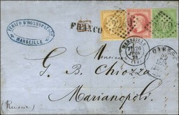 GC 2240 / N° 20 + 32 + 59 Càd T 17 MARSEILLE (12) Sur Lettre Pour Marianopoli (Russie). 1872. - TB / SUP. - R. - 1863-1870 Napoléon III. Laure