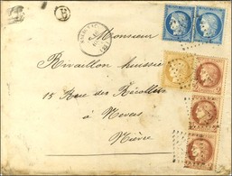 GC 3272 / N° 51 (3) + 59 + 60 (2, 1ex Belle Variété) Càd T 16 SALIGNAC (23) Sur Lettre 3 Ports (1c En Trop) Pour Nevers. - 1871-1875 Ceres