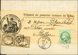 GC 423 / N° 53 + 56 Paire Càd T 16 BELLAC (81) Sur Imprimé Recommandé Local. 1874. - TB / SUP. - 1871-1875 Ceres