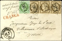 GC 3971 / N° 53 + 56 Bande De 3 Càd T 17 TONNERRE (83) Sur Lettre Chargée Pour Villeneuve L'Archevêque. 1874. - TB / SUP - 1871-1875 Cérès