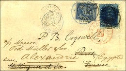 Lettre Des Etats Unis Affranchie Avec TP 5 Cents Bleu Adressée à Paris Et Réexpédiée à Alexandrie (Egypte) à L'aide D'un - 1876-1878 Sage (Tipo I)