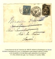 5 Cents Brun Noir (émission De 1882) Obl De Washington Sur Devant De Lettre Pour Lyon. La Lettre A été Réexpédiée à Aix- - 1876-1878 Sage (Type I)