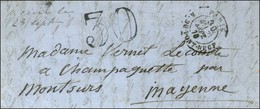 Càd Taxe 30c. PARIS / R. DU PONT-NEUF 24 SEPT. 70 Sur Lettre Pour Montsurs, Au Recto Taxe 30 DT, Au Verso Càd De Passage - Guerra De 1870