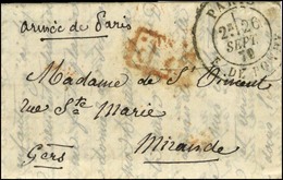 Càd PARIS / R. DE BONDY 26 SEPT. 70 + P.P. Rouge, Mention Manuscrite '' Armée De Paris '' Sur Lettre Adressée En Franchi - Guerra De 1870