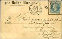 Etoile 7 / N° 29 Càd PARIS / R. DES Vlles HAUDRes 23 OCT. 70 Sur Carte PAR BALLON LIBRE Pour St Etienne Sans Càd D'arriv - Guerre De 1870