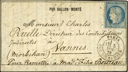 Etoile 4 / N° 37 Càd PARIS / RUE D'ENGHIEN 5 NOV. 70 Sur Journal Poste N° 1 Pour Vannes, Au Verso Càd D'arrivée 10 NOV.  - Krieg 1870