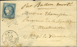 Etoile 9 / N° 37 Càd PARIS / R. MONTAIGNE 13 NOV. 70 Sur Lettre Sans Texte Pour Montmorillon, Au Verso Càd D'arrivée 22  - Guerra De 1870