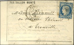 Etoile 8 / N° 37 Càd PARIS / R. D'ANTIN 2 DEC. 70 Sur Formule Orlandi Pour Trouville. Au Verso, Càd CAEN A PARIS 8 DEC.  - Krieg 1870