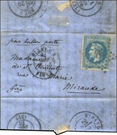 Etoile 8 / N° 29 Càd PARIS / R. D'ANTIN 9 DEC. 70 Sur Lettre Pour Mirande (Gers), Au Verso Càd D'arrivée 21 DEC. 70. LE  - Guerra Del 1870