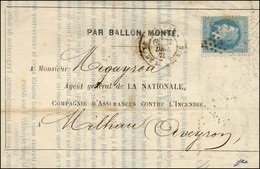 Etoile 1 / N° 29 Càd PARIS / PL. DE LA BOURSE 27 DEC. 70 Sur Une Circulaire ' La Nationale ' Pour Milhau (Aveyron). Au V - Guerra De 1870